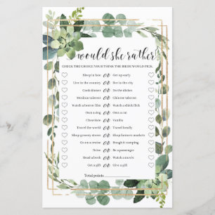 Ela poderia preferencialmente jogar o ouro verde?