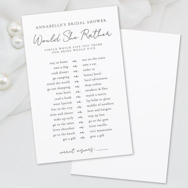 Ela Preferencialmente Jogo de Chá de panela da Noi (Would She Rather Bride Bridal Shower Game)