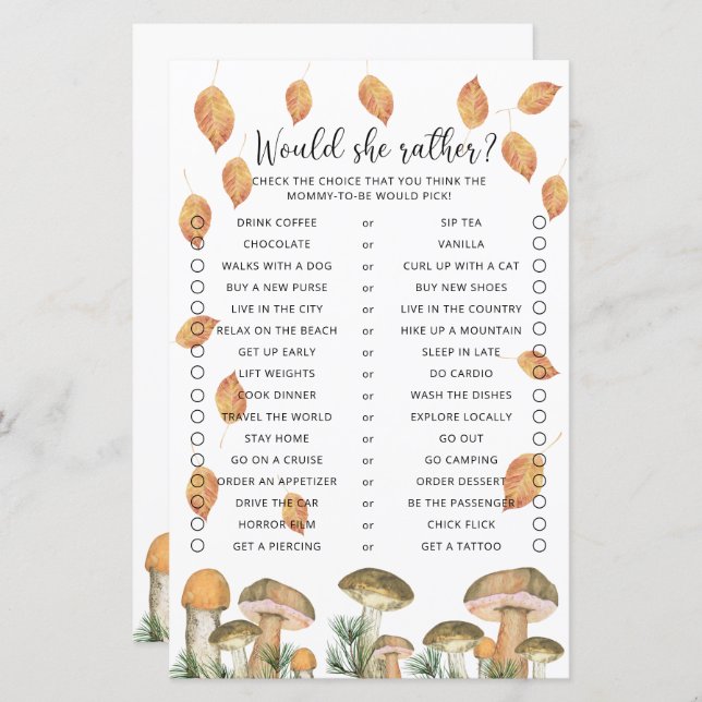 Ela Preferencialmente - Jogo do Chá de fraldas dos (Frente/Verso)