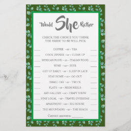 Ela Preferencialmente O Cartão De Jogo Eucalyptus 