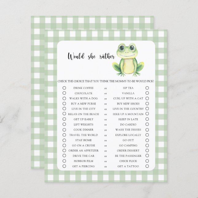 Ela Preferencialmente O Chá de fraldas Do Jogo? (Frente/Verso)