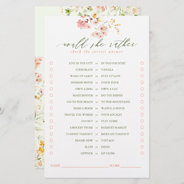 Ela Preferencialmente O Jogo De Brida De Flores Se (Frente/Verso)