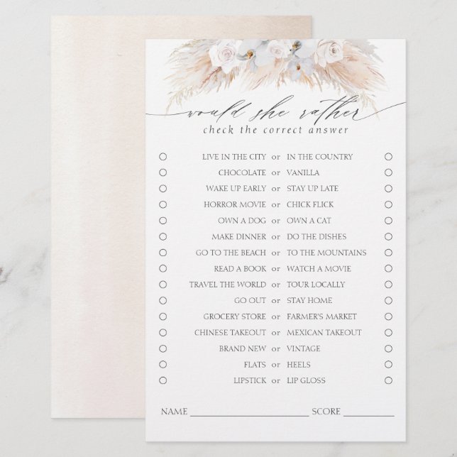 Ela Preferencialmente O Jogo De Chá de panela De G (Frente/Verso)