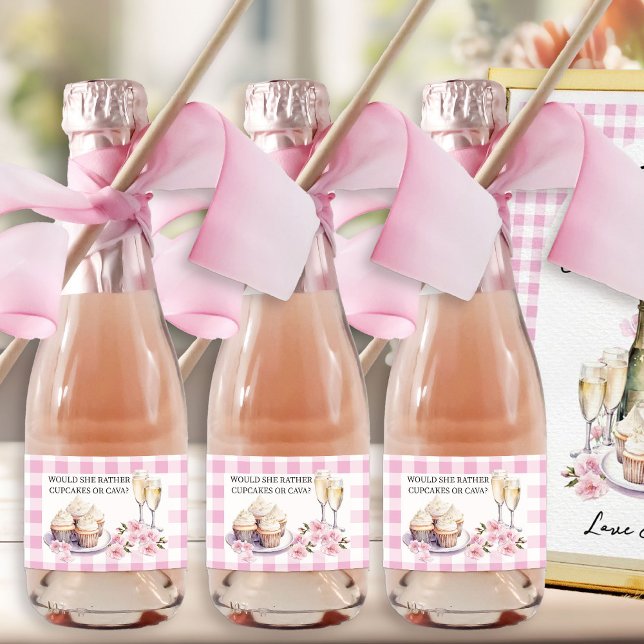 Ela Preferiria Cupcake ou Champanhe Cava (Bottle Favor labels from Cupcakes and Cava Bridal Shower Collection by Darling & May)