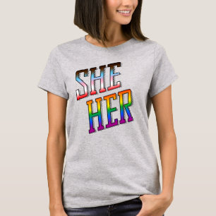 Ela/Seu Orgulho De Progresso Pronuncia Camiseta