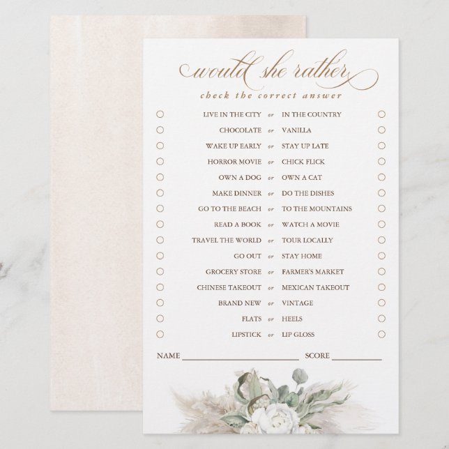 Ela Vai Preferencialmente O Jogo De Grass Bridal? (Frente/Verso)