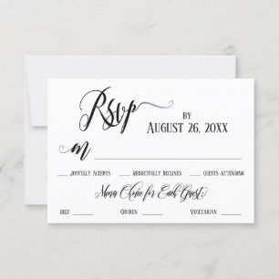 Elaborar Floreish RSVP Card com opções de menu