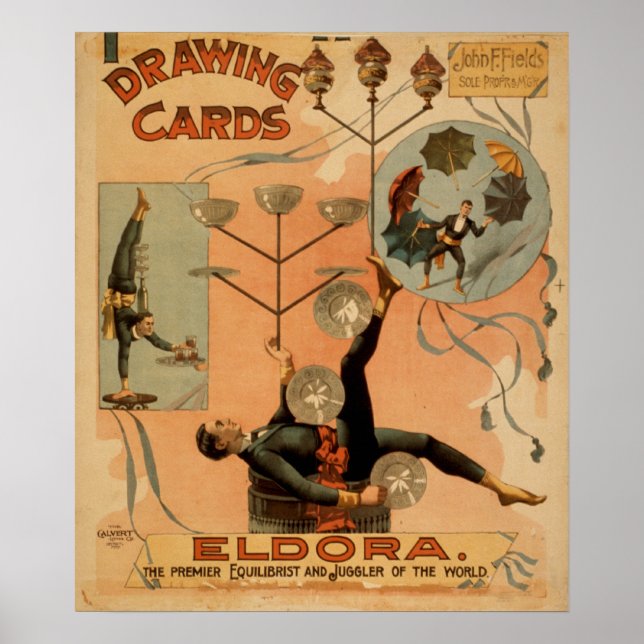 ELDORA Juggler Equilibrist Act VAUDEVILLE Poster (Frente)