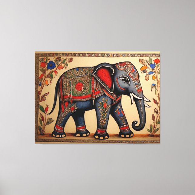 Ele-Belas Artes: Madhubani Canvas Imprime (Frente)
