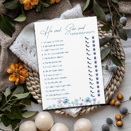 Ele disse, ela disse cartão de jogo flexível de Ch