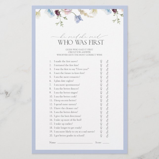 Ele Disse Que Disse O Jogo De Chá De Flor Azul Dus (Frente)