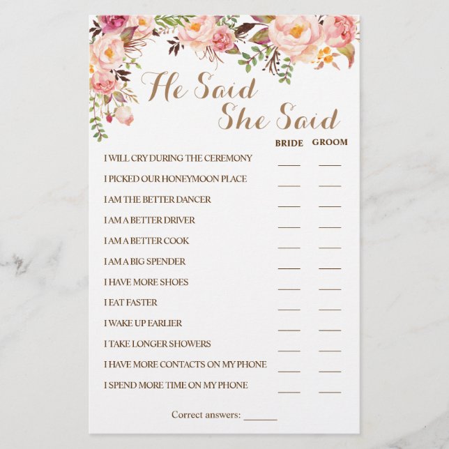 Ele Disse Que Disse Um Cartão De Jogo De Chá Rosa (Frente)