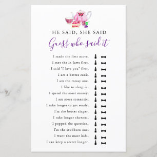 Ele Disse Que Ela Disse Chá de panela Jogo Tea Rox