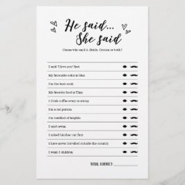 Ele disse que ela disse jogo para casamento ou Chá