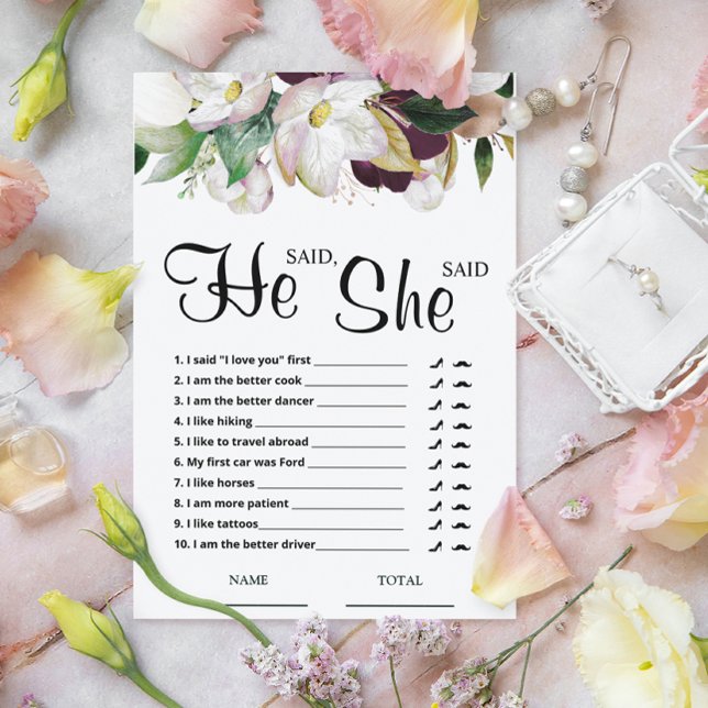 Ele disse que ela disse o jogo de noiva Floral (Criador carregado)