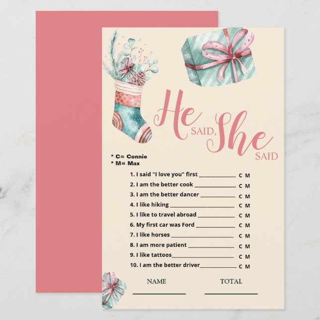 Ele disse que ela disse o jogo de noivado (Frente/Verso)