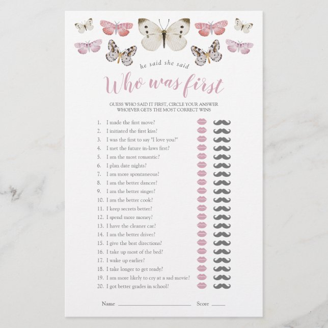 Ele Disse Que Ela Disse O Jogo Do Chá De Borboleta (Frente)