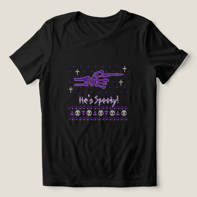 "Ele é Assustador!" Camiseta de Halloween para Cas (Design frontal)