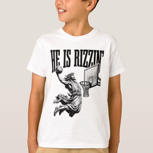 Ele É Camisa De Rizzin Bysketbyll Páscoa Cristão (Frente)