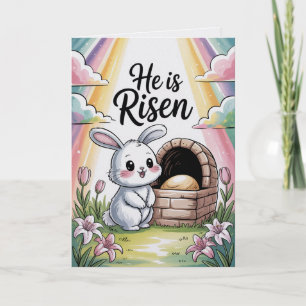 Ele é o Kawaii Bunny Ressuscitado Cartão de Páscoa