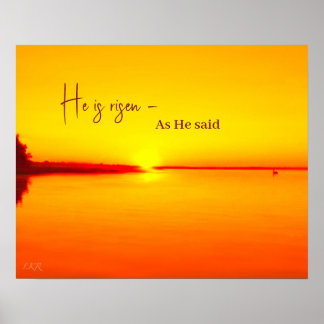 Ele é Risen Amber Sunset sobre Poster de Água