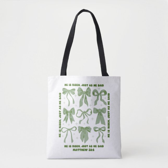 Ele é Risen, Arco Croquette Floral Tote Bag Verde (Frente)