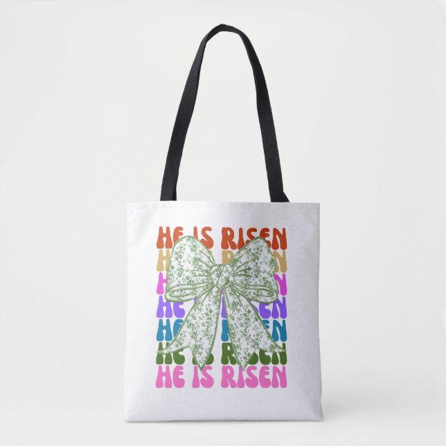 Ele é Risen, Arco Croquette Floral Tote Bag Verde (Frente)