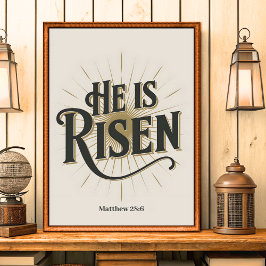 Ele é Risen Vintage Christian Wall Art Impressão