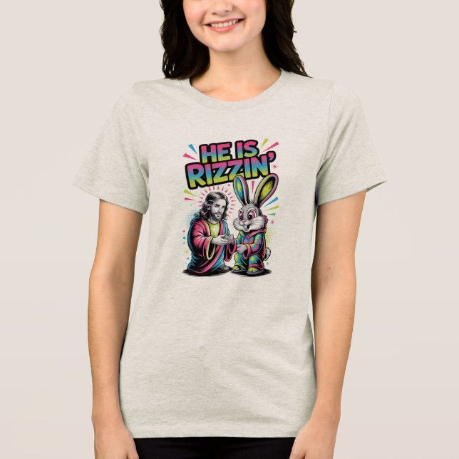 Ele É Rizzen Camiseta de Páscoa Engraçada Meme Cri (Frente)