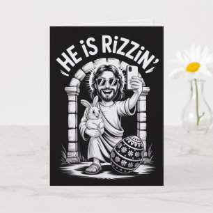 Ele Está Rizzin' Cartão de Páscoa Gen Z Cristão Me