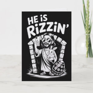 Ele Está Rizzin' Cartão de Páscoa Gen Z Cristão Me