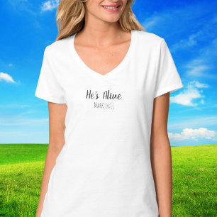 Ele Está Vivo/Marcos 16 Tipografia Camiseta Cristã