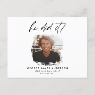 Ele fez o cartão azul moderno de fotografia