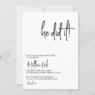Ele Fez Um Convite Moderno À Festa de formatura