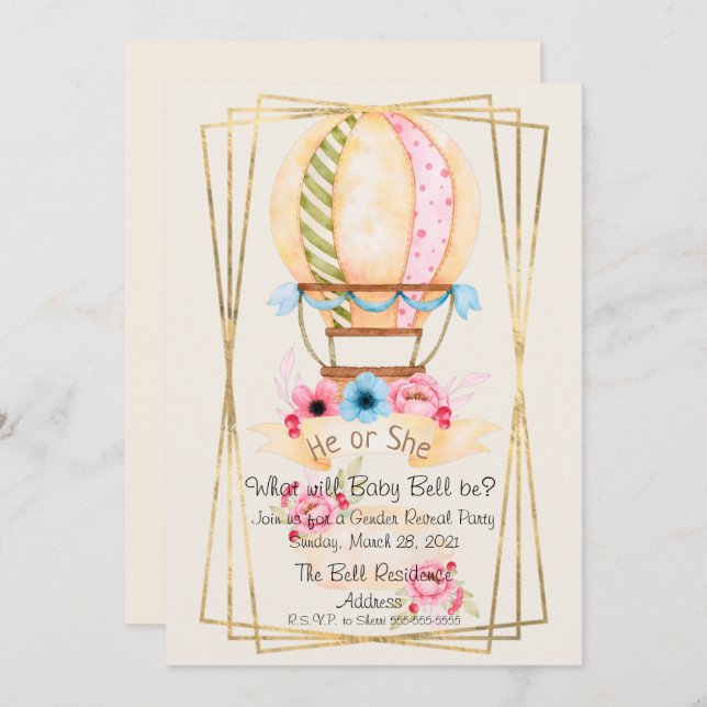 Ele ou Ela Revelam Convite de festas (Frente/Verso)