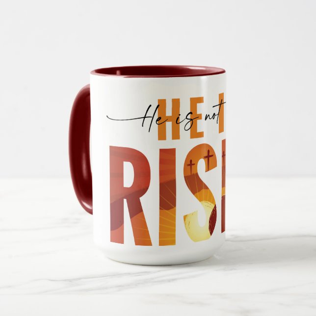 Ele Ressuscitou Caneca de Café Fé Ressurreição de  (Frente Esquerda)