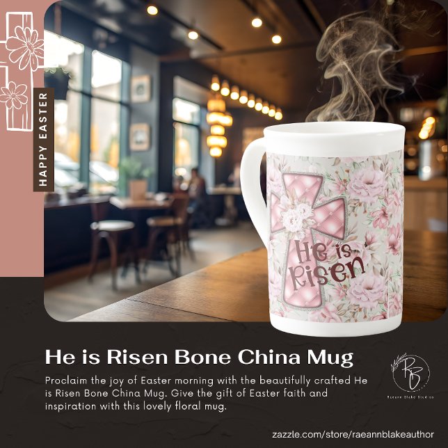 Ele Ressuscitou Caneca de Porcelana Fina (Criador carregado)