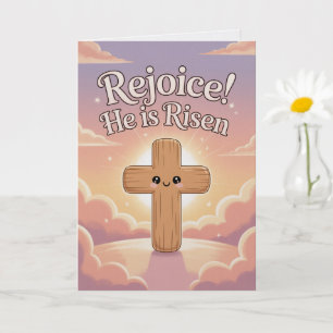 Ele Ressuscitou Cartão de Páscoa Estilo Kawaii Fof