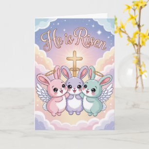Ele Ressuscitou Cartão de Páscoa Kawaii  Religioso