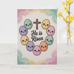 Ele Ressuscitou Cartão de Páscoa Kawaii Style