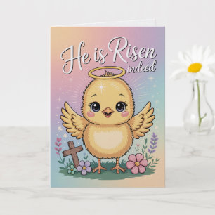 Ele Ressuscitou Cartão de Páscoa Kawaii Style