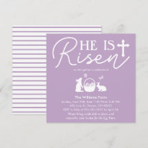 Ele Ressuscitou Convite de Páscoa Lavanda Névoa