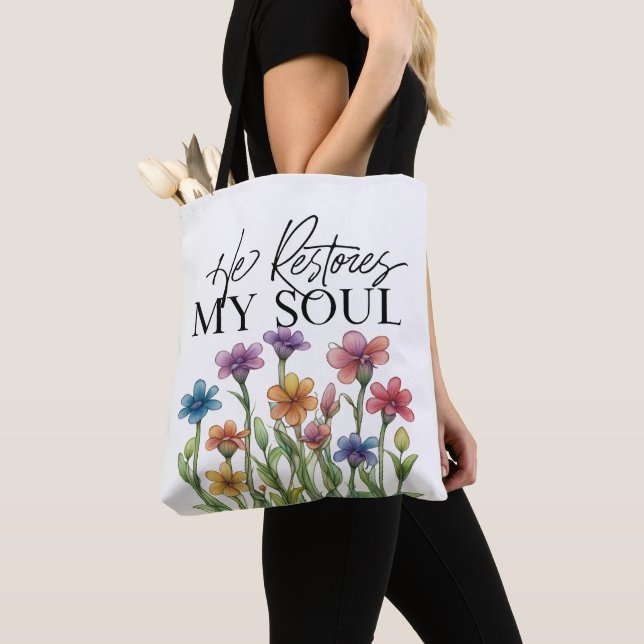 Ele Restaura Minha Alma Bolsa Tote (Close Up)