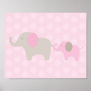 Elefant Parade Pink Taupe Nursery Impressão