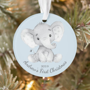 Elefante Adorável Boys Primeiro Ornamento de Natal