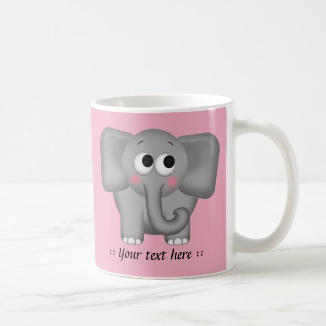 Elefante adorável - caneca personalizada rosa (Direita)