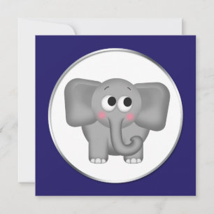 Elefante Adorável - Convites Azul Para Chuveiro