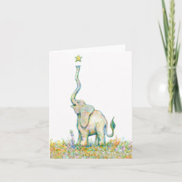 Elefante afortunado - cartão de nota - 4" x 5,6"
