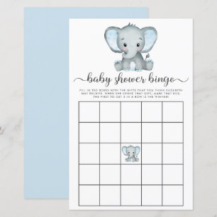 Elefante Azul Aquarela Bebê Jogo de Chá Bingo