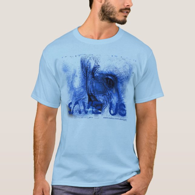 elefante azul com t/rasgão SAVE t-shirt dos EUA (Frente)